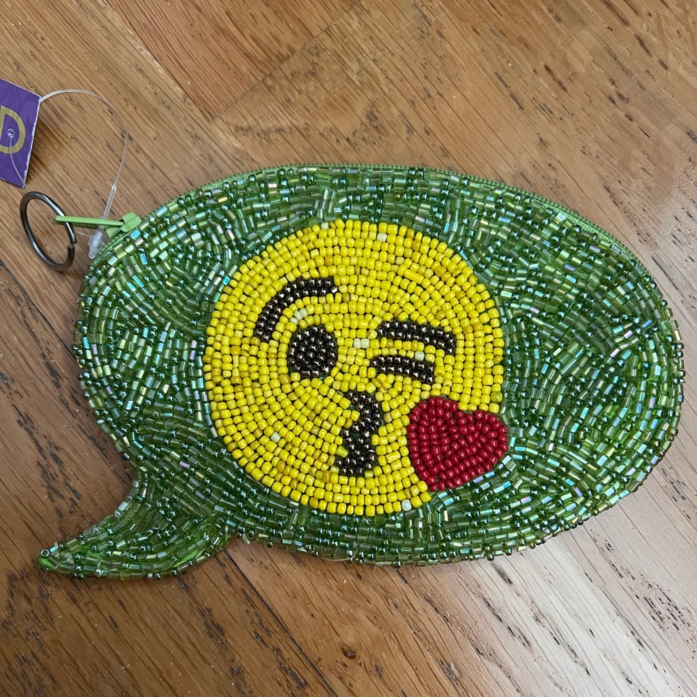 Beaded bubble emoji coin purse nwt